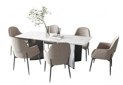 现代餐桌椅组合3D模型下载